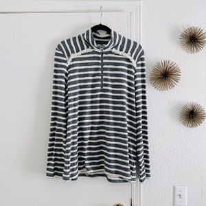 Blue & White Zip-up Top